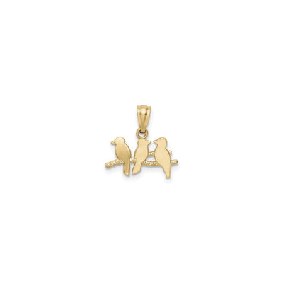 Bird Trio on Branch Pendant (14K) front - Lucky Diamond - New York