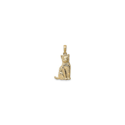 Textured Sitting Cat Pendant (14K) front - Lucky Diamond - New York