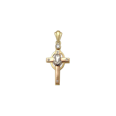 Halo Praying Hands Cross Pendant (14K) Lucky Diamond New York