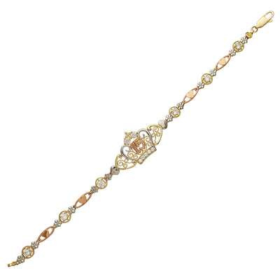 Unbranded, Jewelry, 4k Multi Color Gold Diamond Cut Link Id Mis 15 Anos  Quinceaera Bracelet